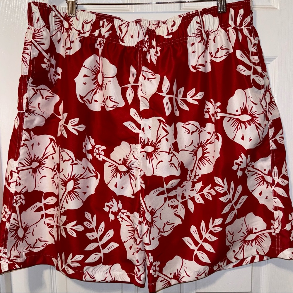 Men’s Red Tropical Print Swimsuit XXL